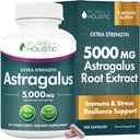 Astragalus Capsules 5.000 mg - 250 Capsules, 8 + Bulan Superior Kekuatan Astragallus Root Extract 20: 1 - Non GMO, Vegetarian & Vegan - Mendukung Sistem Immune & Cardiovaskular