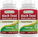 2 Packs Black Seed Oil Capsules 1000 mg (Non-GMO) Nigella Sativa - 100% Cold Cumin Black Cumin Pill Benih Berisi Berisi Berisi Berisi Memiliki Thymoquonoe 60 Count (Total 120 Softgels)