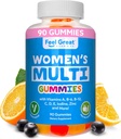 Multivitamin Gummy for Women by Feel Great Vitamin Co 124; Multi Chewable Gummy Suplement with Vitamin A, B-6, B-12, C, D, E, Biotin, Choline, Folic Acid, Zinc & More