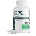 Bronson Zinc Triple Play 30mg Triple Coverage Ammune Dukungan dengan Zinc Acetate, Picolinate & Ospin - Imune, Antioksidant & Skin Health Support - 250 Vegetarian Capsules