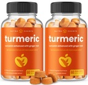 Turmeric Gummies for Dewasa & Kid with Ginger & Black Pepper Extract 124; 95% Curcuminoids 124; Vegan Natural Curcumin Journall Compport 124; 120 Tumeric Gummy Suplemen (2- Pack)