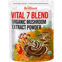 Eth 7 Mushroom Powder Extract Blend Explement Organic 114 Service Tinggi Potency Extracted Cordyceps, Reishi, Turkey Tail, Chaga, Lion 's Mane - 4oz