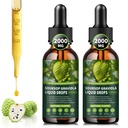 (2 Paket) Soursop Graviola Liquid Drops 2000mg, 98% Absorpsi untuk Dukungan Sel & Regenerasi, Ammune Boost, Liver, Herbal Kebaikan, Soursop Bitquid- Sugar / Gluten Bebas, Natural Flavor, 4 Fl Oz