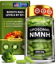 Lipomal NMNH Suplemen (Didronicotinamide) - Kemurnian Tinggi NAD untuk Anti Aging, Energi, Fokus - Murni NMNH Organik 60 Capsules - 300mg