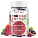 Beet Root Gummies 6000mg - Nitric Oxide Booster dengan Grape Seed, Pomegranate, Vitamin C & B12 - Nitric Oxide Suplemen Pria - Campuran Berry Flavor - 60 Gummies