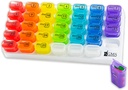 Organisasi Pill Monthly - 31 Day Pop Out Pill Pods for Suplemen, Vitamin & Medications - Ideal untuk Daily Use & Travel - Rainbow