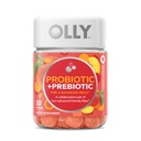 OLLY Probiotic + Prebiotic Gummy, 500 Juta CFUs, FOS, Suplemen Dewasa untuk Pria dan Wanita, Peach Flavored, 30 Hari Suppply - 30 Count