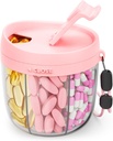 Pill Dispenser Cute dengan 7 Large Kompartemen, Portable Pill Bottle Organizer dengan Pembuka Wide untuk Penggunaan Mudah, Anti- Mix Pill Organizer untuk Travel, BPA-Free Pill Container, Pink