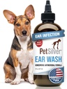 PetSilver Dog Ear Cleaner Solution - Gentle Ear Wash for Dogs and Cats with Chlated Silver - Otic Rinse Formula Target Wax Buildup, Smelly Odor, and Itchy or Irroted Areas - Made in USA - 8 fl oz