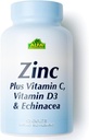 ALFA VTAMINS Zinc + Vitamin C, D3 & Echinacea Suplemen, Dukungan Ammune Formula dengan Absorpsi Enhanced, Supports Bone Health, Immune Fungsi, dan Perlindungan Antioksidant, 120 Caplets