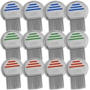Lice Comb - (Pack of 12) Head Lice Treatment that 's Individually Pactaged Professional Stainless Steel Louse dan Nit Combs Menghapus Telur dengan Tips Bertengkar untuk Kenyamanan
