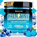 Creatine Monohydrate Gummies, 6200mg for Men & Women, Chewable Creatine for Enhanced Muscle Growth, Power, and Recovery, Sugar Free Pre-Workout Supplemen, 120 Count, Blueberry Flavor