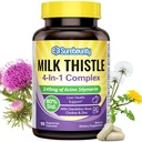 4 in-1 Milk Thistle Complex for Men & Women, Milk Thistle Extract with 240mg of Active Silymarin, 80% cH00ffff, dengan Dandelion, Choline, Zinc, Liver Detox & Repair, Non-GMO, Once Daily, 90 Vevgie Caps