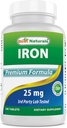 Tambahan Besi Terbaik (Besi Bisglycinate) - 25mg - 180 Tablet - Lembut Perut - Tidak-Sembelit
