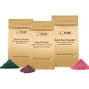 PURE ORIGINAL INGREDIENTS Beet Root, Spirulina, dan Acai Powder Bundle, Berbagai Sizes, Non GMO, Suplemen Herbal