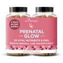 Glow Prenatal Vitamin for Women - 20- in- 1 Vital Nutrients for Healthy Pregnancy and Fetal Development - Folic Acid & Vegan DHA For Baby 's Growth & A Comfortable Pregnancy - 120 Nashing Capsules