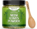 Neem Leaves Powder Natural Solution for Pimplement - Free Clear Skin Hair, Ideal for Face Packs, Hair Care, and Pigmentation Support with Wooden Spoon - 100g 124; 3.5 Oz