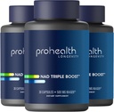 ProHealth NAD Triple Boost. 3X NAD + Optimizer. Dokter Formulasikan, Tambahan Kekuatan Ekstra, Termasuk 500mg Niagen Nicotinamide NR (Ingredien Aktif dalam NMN) 30 Servis (3 Pack)