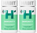 Habit Imunity Supplement 2 Pack (120 Capsules) - New Look, Echinacea, Elderberry, Turmeric, Zinc Blend untuk mendukung Imune Health and Antioksidant Levels, Vegan, Non-GMO