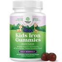 Anak-anak Iron Gummies - Persediaan Besi Pembangun Darah untuk Anak-anak dengan Lembut untuk Ketahanan dan Energi - Vitamin B12, Membusuk & Vitamin C Gummies - Vegan GMO & Gluten Bebas untuk Toddlers - 90 Cacah