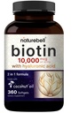 NatureBell Biotin 1000mcg + Hyaluronic Acid 25mg 124; 360 Coconut Oil Softgels, Premium Biotin Suplemen untuk Rambut Skin dan Nails *