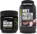 NutraBio Creatine Monohydrate, Unfeatured, 150g and Whey Protein Isoloate, Chocolate Dipped Macaroon, Suplemen Bundle - Energi Otot, Lean Muscle Growth, Recovery, dan Kekuatan