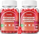 Gummies Potassium Magnesium, Kesehatan Otot & Hati, Kram Kaki dan Tidur, Penambahan Potasium Vegan Gummy Non- GMO Gluten Bebas 60 Kimmies- 2 Pack, Raspberry