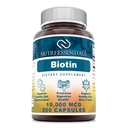 Biotin 10.000 Mcg 200 Capsules (Non- GMO) - Mendukung Rambut Sehat, Kulit & Nails - Promoses Peremajaan Sel dan Produksi Energi *