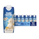 Protein Vanilla Murni Shake, 30g Protein Lengkap, Vitamin A, C, D, dan E plus Zinc untuk mendukung Kesehatan Ammune, Siap untuk Minum dan Keto- Friendly, 11oz Botol, 12 Kemasan