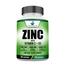 Tambahan Standar Amerika Zinc 100mg, Vitamin C 10000mg, dan Vitamin D3 5000 IU (125mcg) Per Serving - Gluten Bebas, Non-GMO, 120 Capsules, 60 Servings