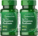 Puritan Pride Chromium Picolinate 500 Mcg Yeast Free, 100 Count (Pack of 2)
