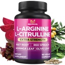 BMVINVOL Arginine L Citrulline Suplement Plus Beet Root, Moringa, Zaitun, Spinach Merah untuk Dukungan Harian - 90 Kapsul