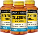 MASON NATURAL Selenium 200 mcg - antioksidant Suplemen Ammune Support & Prostate Health, Escate Mineral, 60 Tablet (Paket 3)