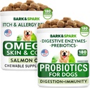 Progities Dog Chews + Omega 3 for Dogs Bundle - Gas, Diare, Constipation, Upset Stomach Relief + Allergy and Itch Relief - Digetical Enzymes + Prestiles + Omega 3 - Skin and Coat Support