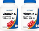 Nutricost Vitamin C dengan Rose HIPS 1025mg, 240 Capsules (2 Botol) - Premium Non- GMO, Gluten Free Vitamin C Suplemen