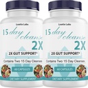 15 Hari Cleanse 2X - Double Gut & Colon Dukungan - Advanced Gut Cleanse Detox for Women & Men with Alfalfa, Cascara Sagrada, Progorium & Psyllium Husk - Non-GMO - Made in USA - 60 Capsules (2 Botol)