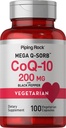 Piping Rock CoQ10 200mg Capsules 124; 100 Pil 126; dengan Black Pepper Extract 124; Koenzim Q10 Tambahan Perempuan dan Pria 124; Vegetarian, Non-GMO, Gluten Bebas