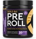 Gold BJJ PreRoll - Jiu Jitsu Pra Workout Suplemen Energi, Fokus, dan Endurance Arts Prestificific Prework Powder Formula dengan Flavors Acai Berry, 30 Servings)