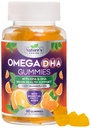 Omega 3 Oil Gummies - Triple Power Omega3 Gummy - DHA & EPA Fatty Acids for Heart Health, Gabungan & Brain, Nature 's High Absorpsi Omega Fish Oil Suplemen, Orange Flavor- 60 Gummies