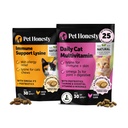 Cat Multivitamin + Imune Dukungan Lysine Dual Texture Chew Supplement Bundle - Support Overall Ammune Health, Joints, Skin & Coat, and Cat Allergy Relief - Sneezing, Runny Nose