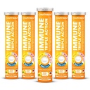 nutrazul Immune Triple Action Effervescent Tablet dengan Vitamin C 1000mg, Vitamin D, Zinc, Dukung Daily Routine, Gluten- Free, Sugar- Free, Lactoe- Free, Orange Flavor, 20 Tablet (Paket 5x20)
