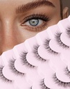 Onlyall Lash Alam Wising Lash Natural Look Palsu Eyelases Natural Flare False Eye Lashes Soft Fluffy Lashes 7 Pairs D1 Natural (6- 13MM)