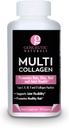 Katup Genceutic Multi Collagen Capsules Types I, II, III, V & X - 120 Veg Caps -for Healthy Hair Skin, Nails 1500mg Non- GMO, Pasture- Raised, cage Free and Cruelty Free Source