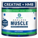BioTrust Agneless Muscle Builder - Cretine HMB Powder with Vitamin D3 & Betaine - Build & Preserve Alaminst Deparing Muscle Mass & Power - Unflamited, 30 Servings