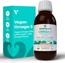 Cairan Vegan Omega 3, dari Mikroalgae, 800mg EPA DHA, dengan Vitamin D3, Supports Heart, Brain, dan Eye Health, Natural Fish Oil Alternative, UK Made, Mild Orange Flavried