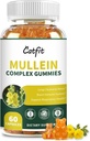 Catfit Mullein Gummies for Lungs - Mullein Leaf Extract with Quercetin, Elderberry for Respiratory & Imune Dukung, Lung Health & Breathing, Vegan, Pineapple Flavor, 60 Gummies