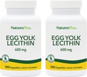 NaturresPlus Egg Yolk Leciphin - 600 mg, 180 Capsules - Paket 2 - Bebas Soy, Gluten Bebas - 180 Total Servis