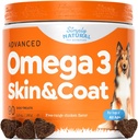 Omega 3 for Dogs - Omega 3 Fish Oil for Dogs, Shedding Suplement with Salmon Oil for Dogs Skin and Coat, Reduces Itching & Supports Heart Health - 90 Dog Allergy Chews for Itchy Skin