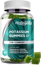 Potasium 3 dalam 1 Kompleks Gumi Gula Bebas, Formula Baru dengan 99mg Potasium Citrate, Potasium Chloride, Potasium Gluconate, Penjepit Kaki & Otot Suplemen, 60 Chewables