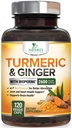 Turmeric Curcumin Supplemen 2600mg - dengan Organic Ginger & Turmeric, BioPerine Black Pepper Extract 95% Curcuminoid - Advanced Absorpsi Bersama & Antioksidant Ekstra Dukungan - 120 Kapsul